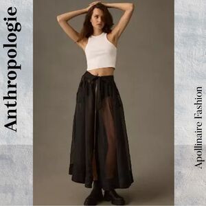 ANTHROPOLOGIE PARACHUTE SHEER MAXI SKIRT IN BLACK SIZE 0 NEW